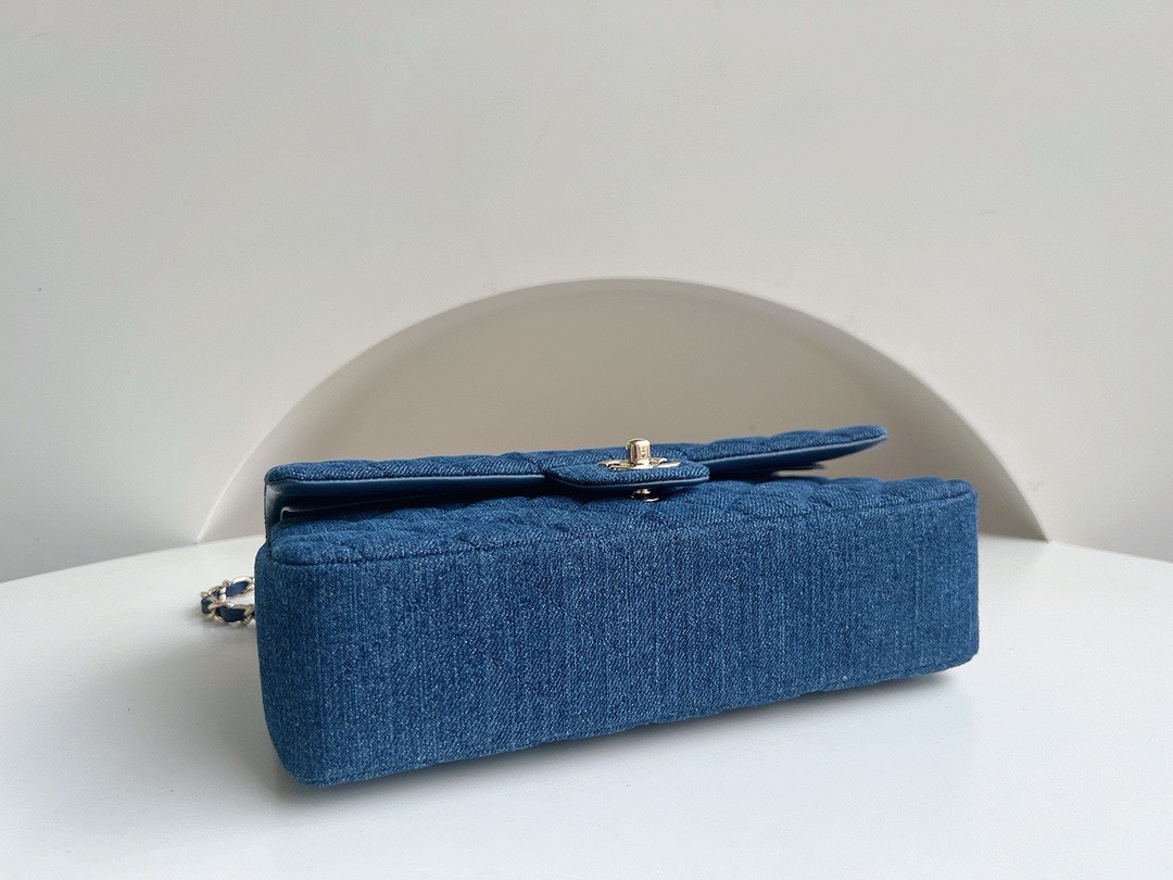 Bagsaaa Ch**el Classic Flap Bag Dark blue Denim - 25cm
