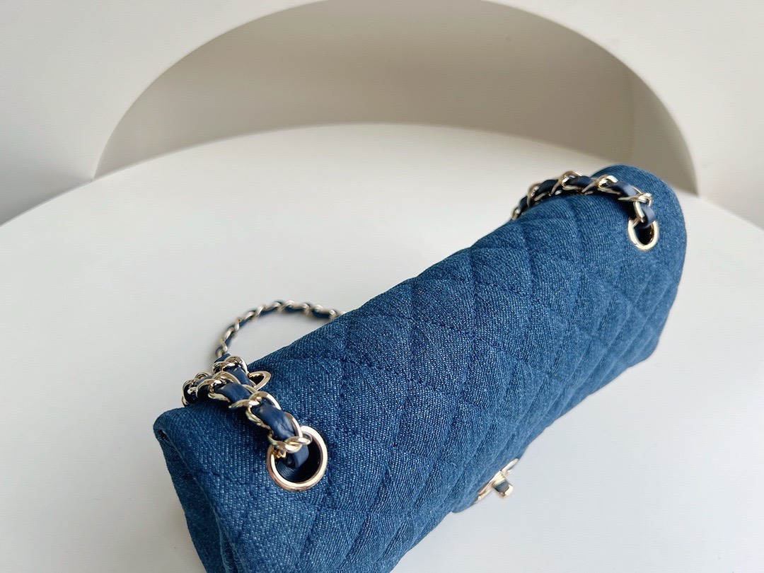 Bagsaaa Ch**el Classic Flap Bag Dark blue Denim - 25cm