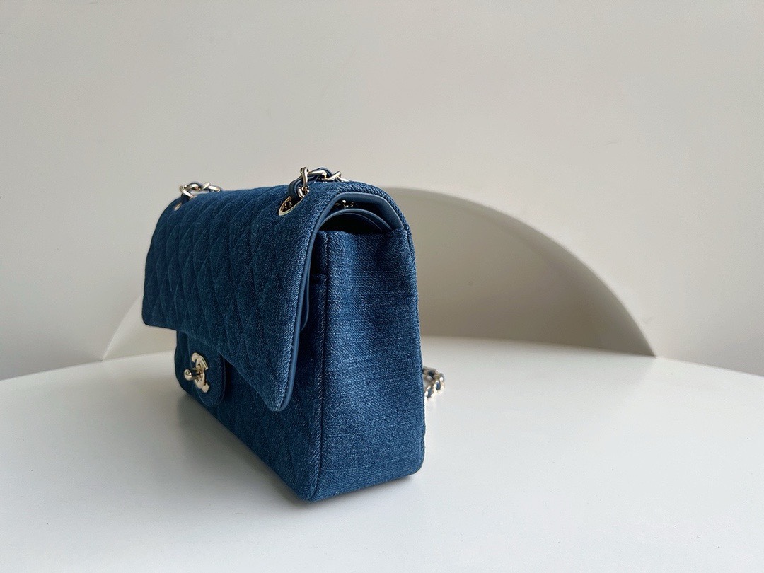 Bagsaaa Ch**el Classic Flap Bag Dark blue Denim - 25cm
