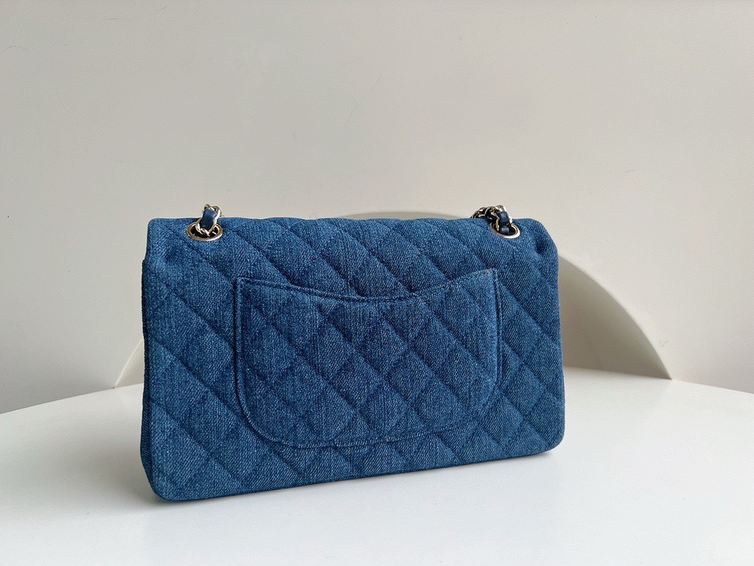 Bagsaaa Ch**el Classic Flap Bag Dark blue Denim - 25cm