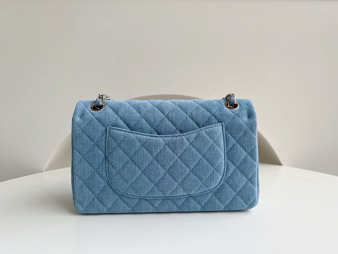 Bagsaaa Ch**el Classic Flap Bag In Light Blue Denim - 25cm
