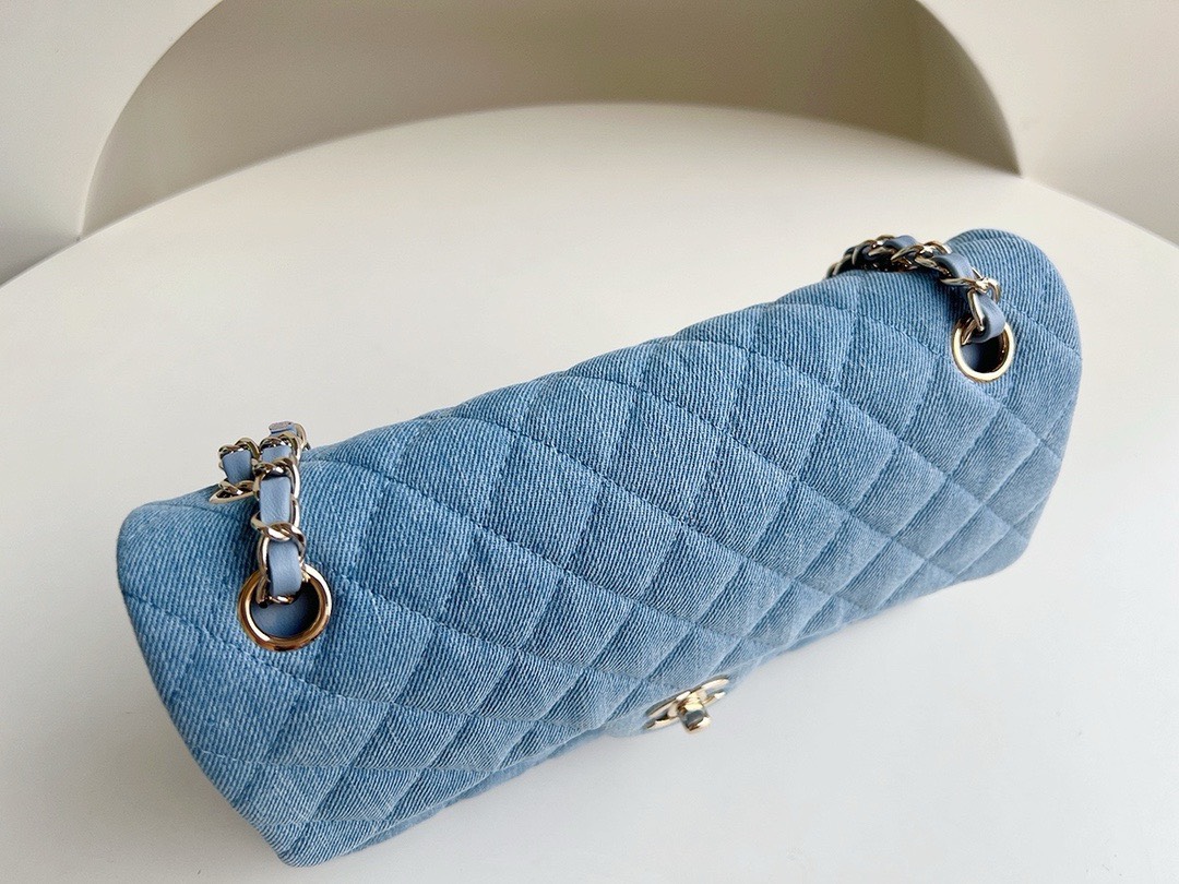 Bagsaaa Ch**el Classic Flap Bag In Light Blue Denim - 25cm