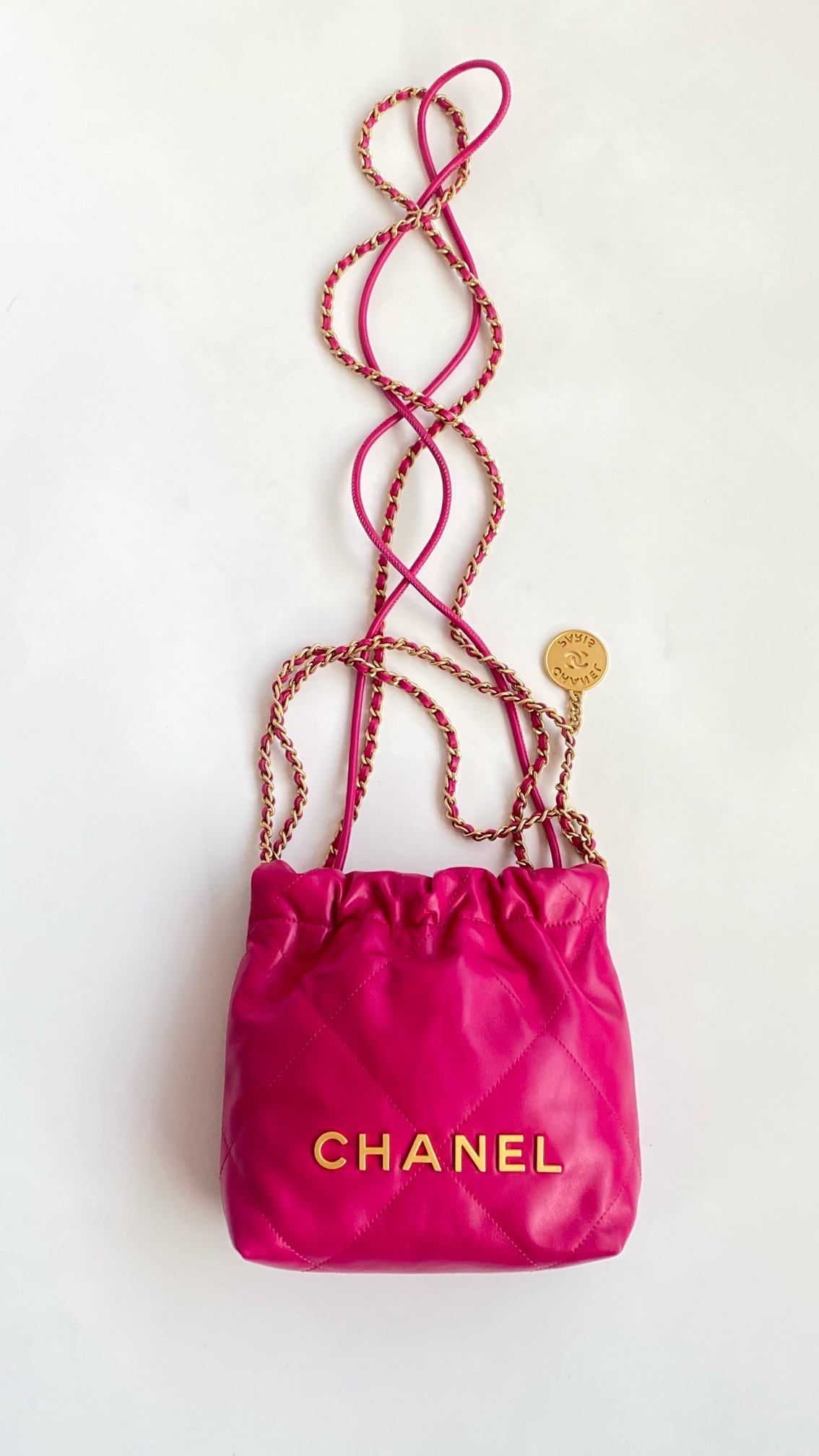 Bagsaaa Ch**el Mini 22 Bag In Hot Pink - 20x19x6cm