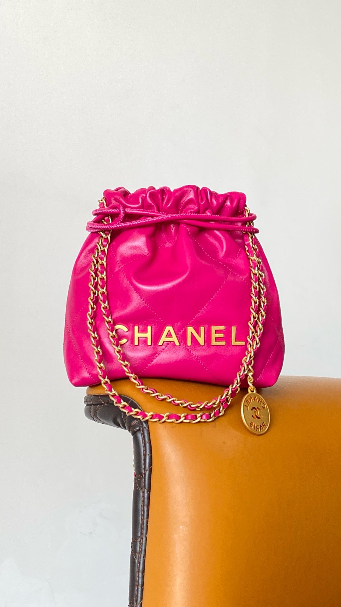 Bagsaaa Ch**el Mini 22 Bag In Hot Pink - 20x19x6cm