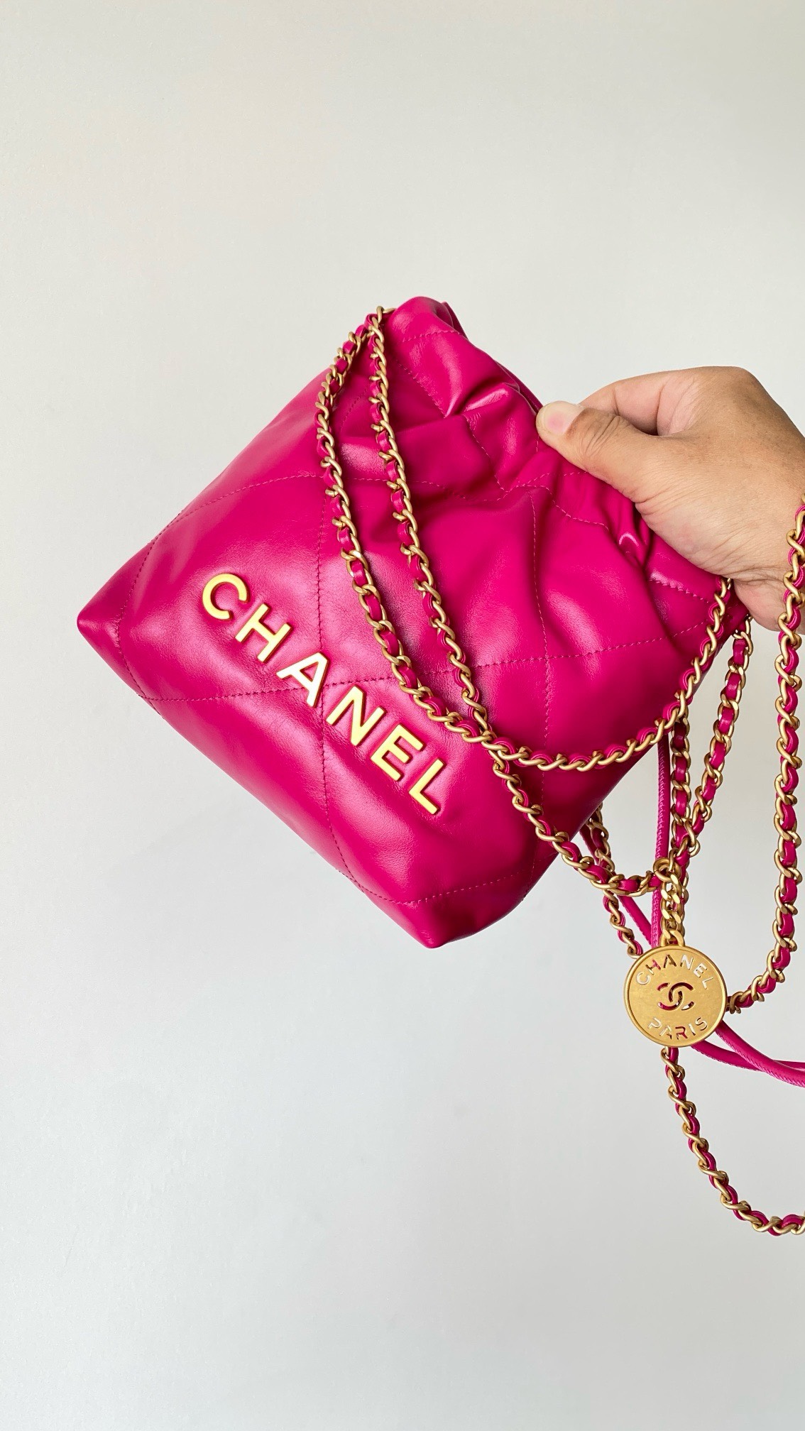 Bagsaaa Ch**el Mini 22 Bag In Hot Pink - 20x19x6cm