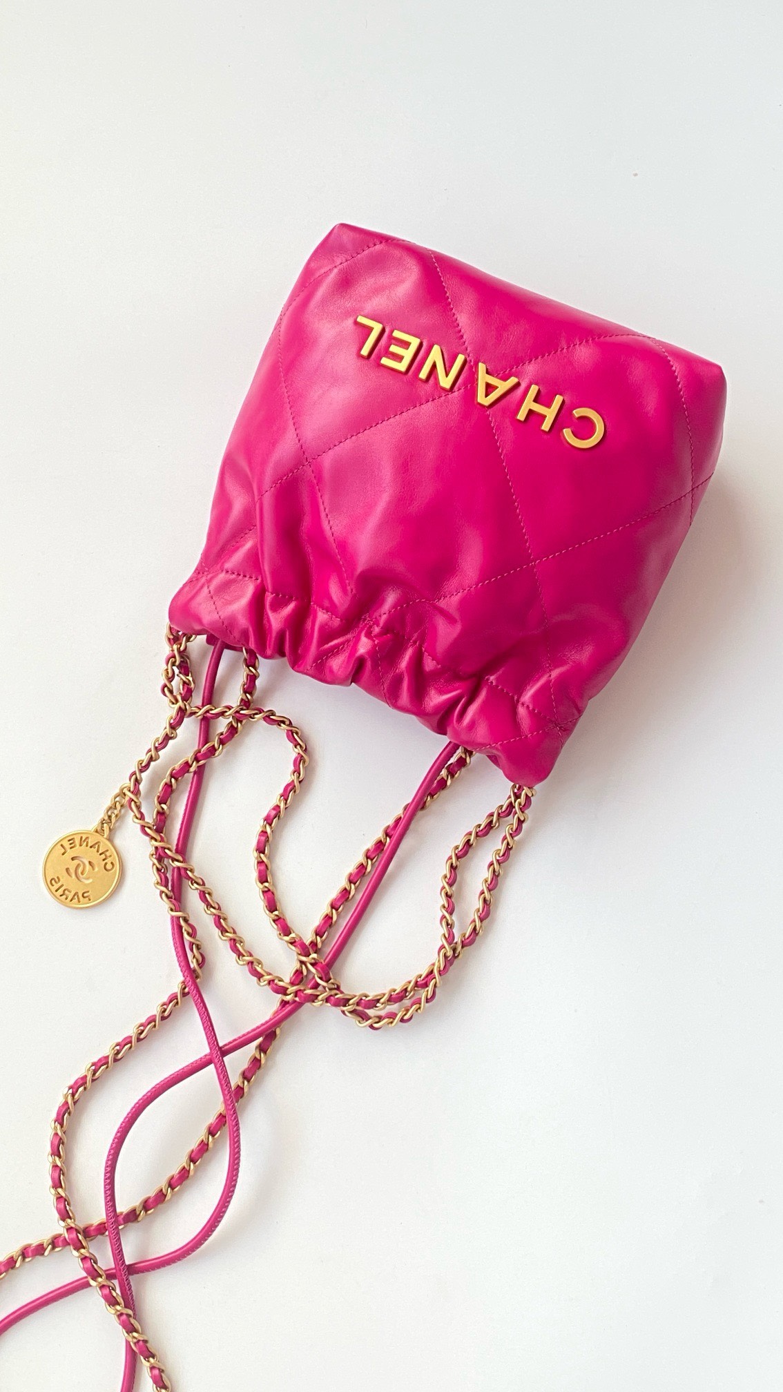 Bagsaaa Ch**el Mini 22 Bag In Hot Pink - 20x19x6cm