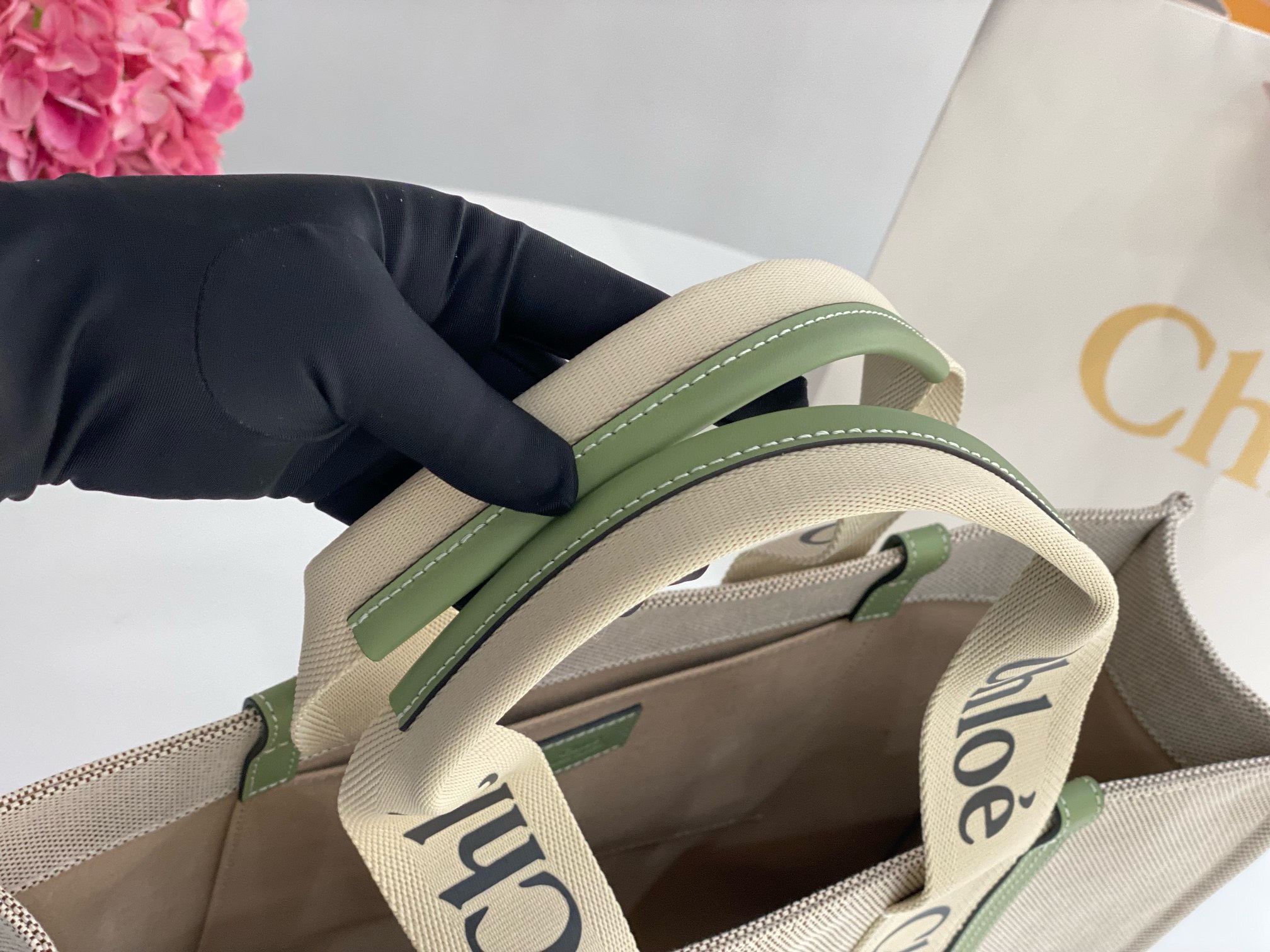 Bagsaaa Chloe Medium Woody Tote Bag Green - 45x33x13cm