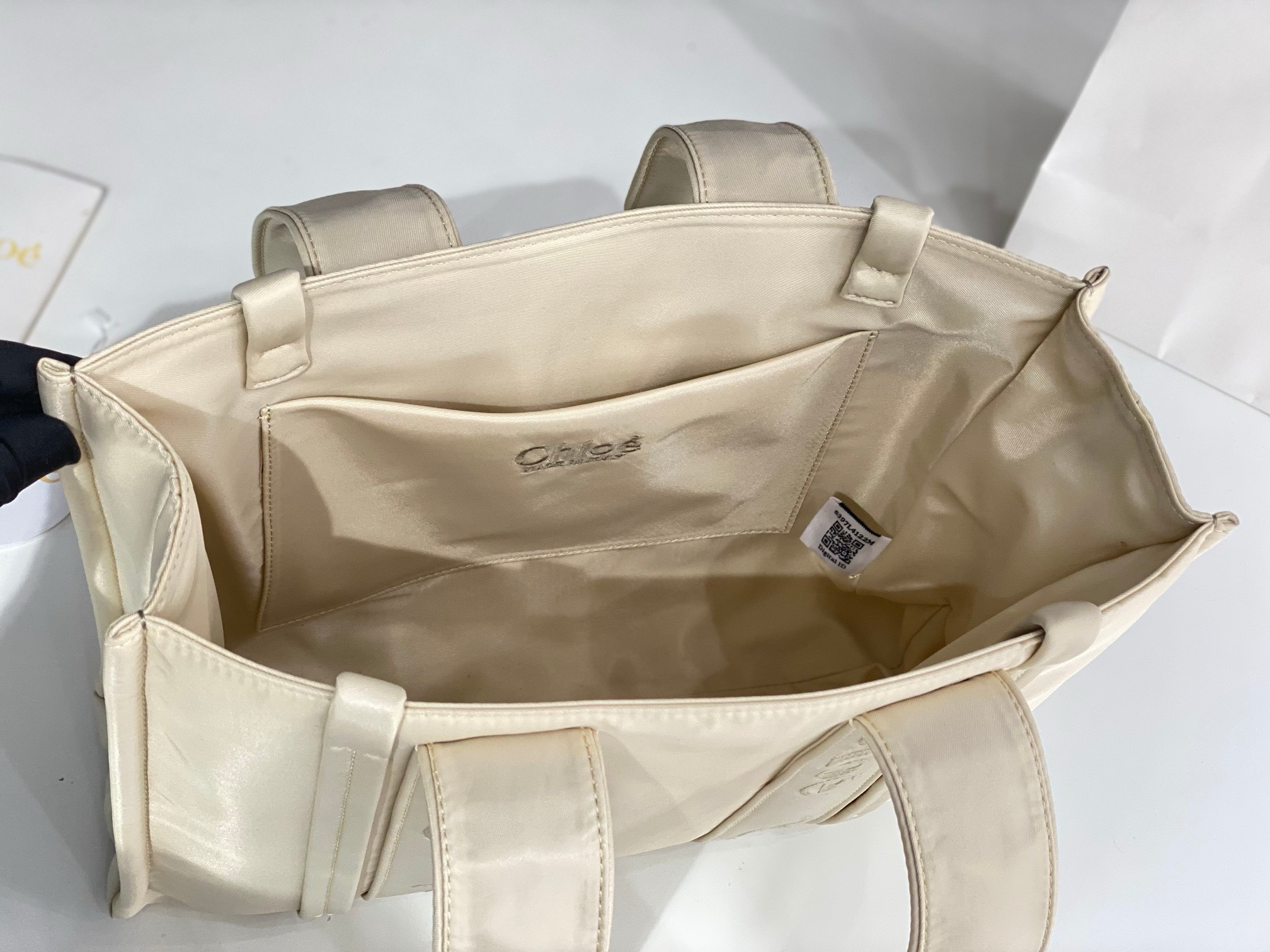Bagsaaa Chloe Medium Woody Tote Bag Nylon White - 37x26x12cm