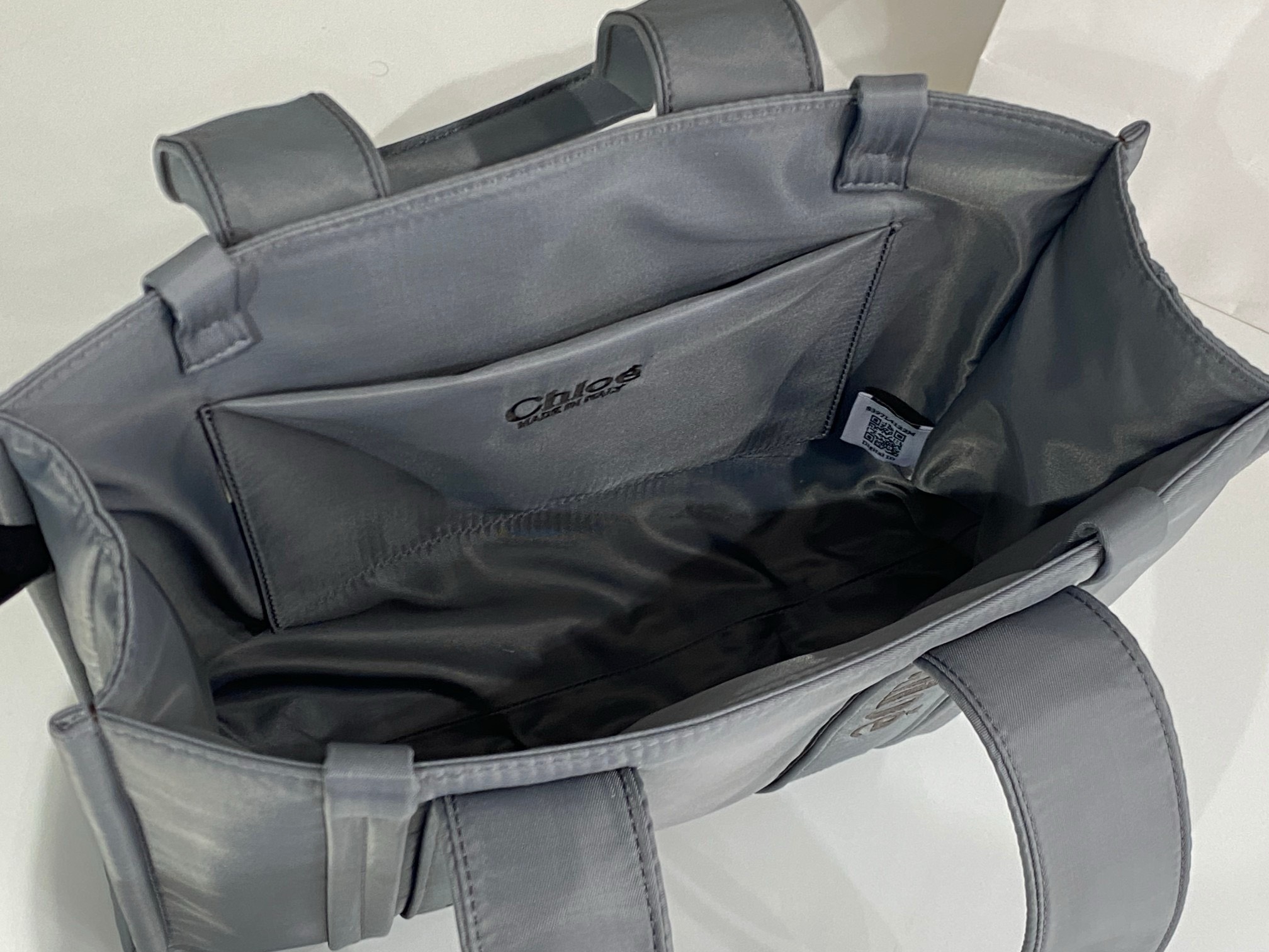 Bagsaaa Chloe Medium Woody Tote Bag Nylon Grey - 37x26x12cm
