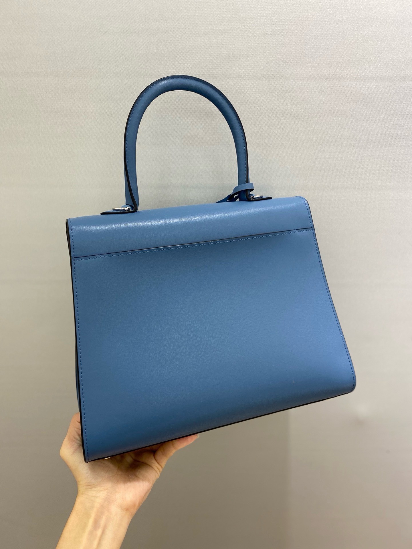 Bagsaaa Delvaux Calfskin MM Brillant Satchel Blue