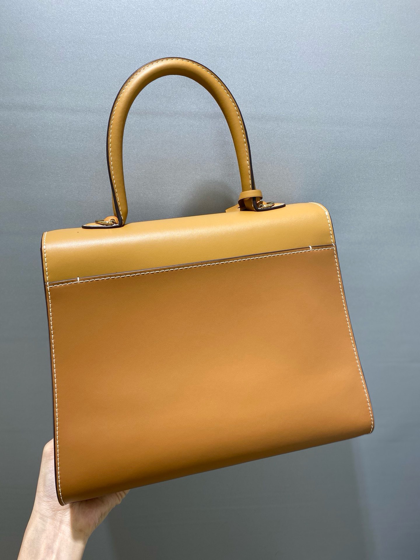 Bagsaaa Delvaux Calfskin MM Brillant Satchel Brown