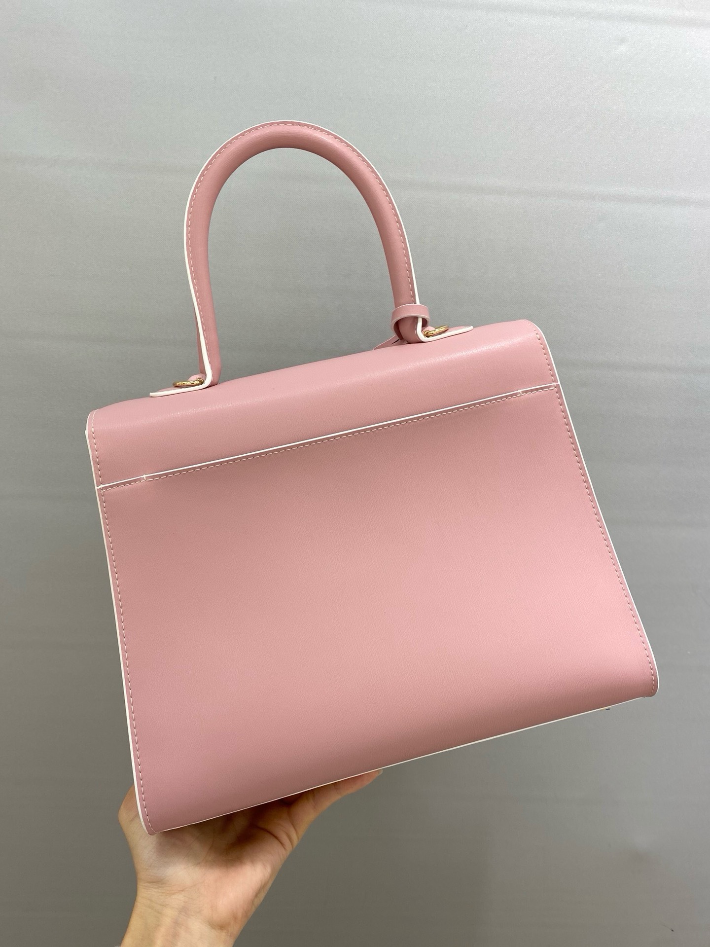 Bagsaaa Delvaux Calfskin MM Brillant Satchel Pink