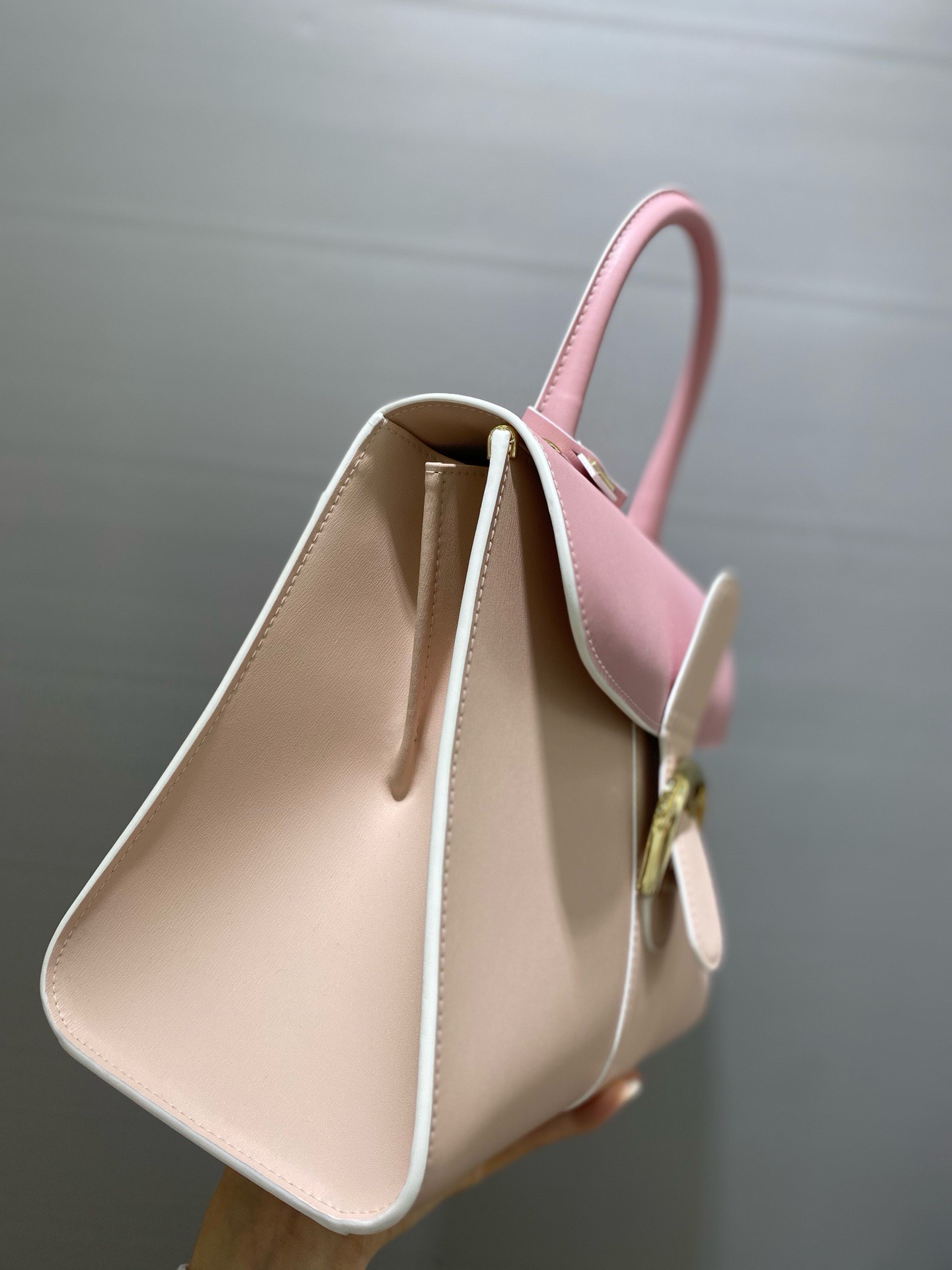 Bagsaaa Delvaux Calfskin MM Brillant Satchel Pink