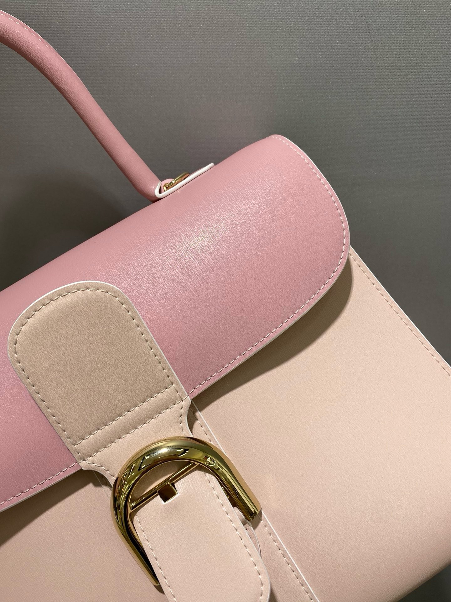 Bagsaaa Delvaux Calfskin MM Brillant Satchel Pink