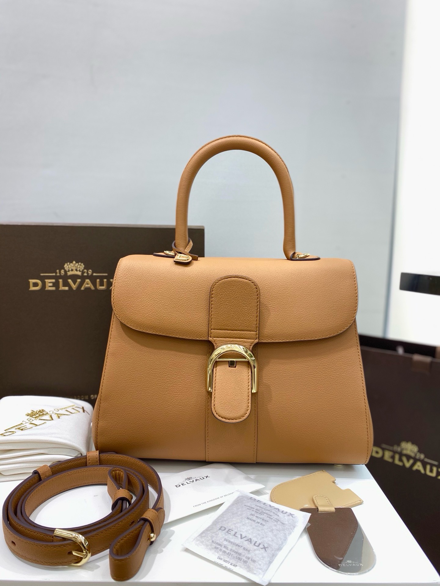 Bagsaaa Delvaux MM Brillant Satchel Brown