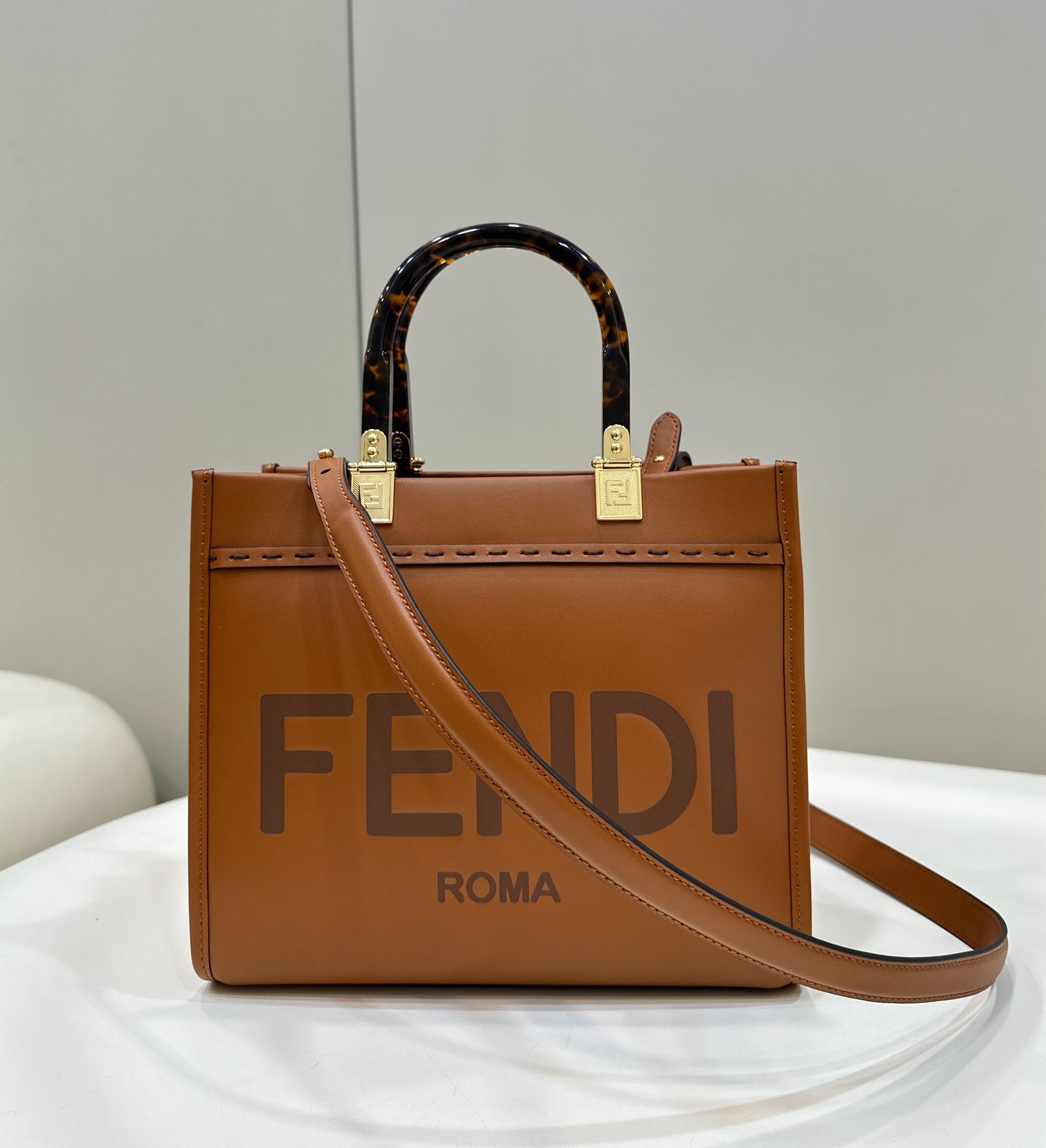 Bagsaaa F**di Sunshine Brown Small Tote - 25.5x12x23cm 