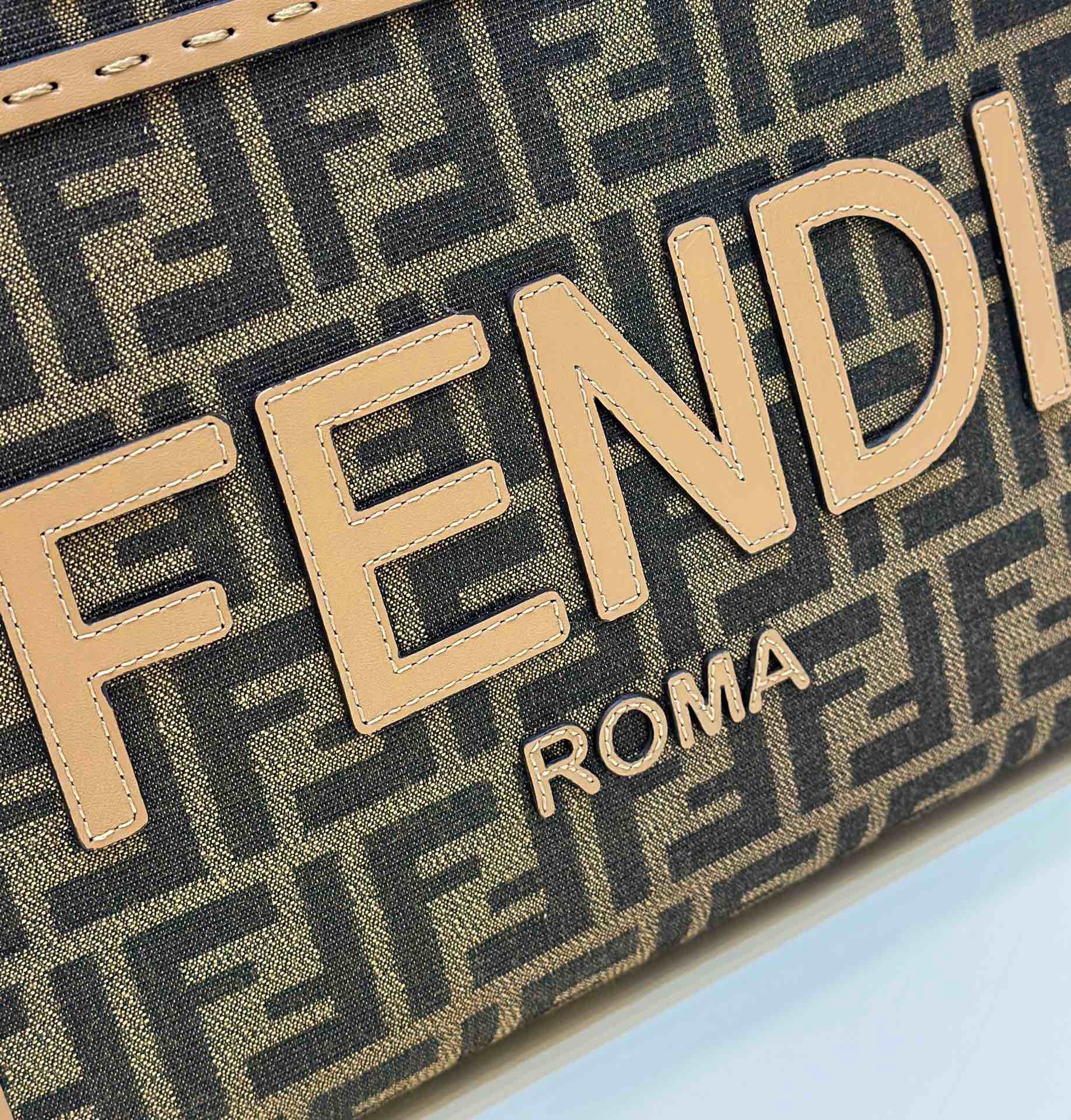 Bagsaaa F**di Sunshine Small Brown FF jacquard fabric bag - 25.5x12x22.5cm