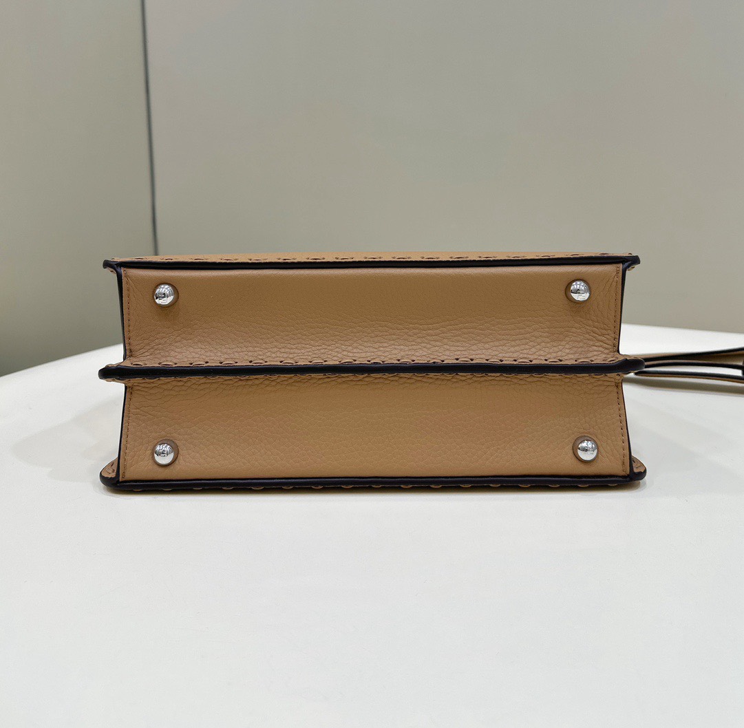 Bagsaaa F**di Peekaboo ISeeU Small Midnight Brown Selleria bag with oversized topstitching