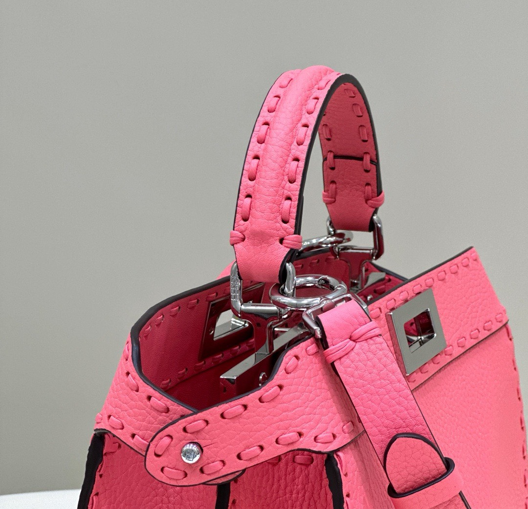 Bagsaaa F**di Peekaboo ISeeU Small Midnight Pink Selleria bag with oversized topstitching