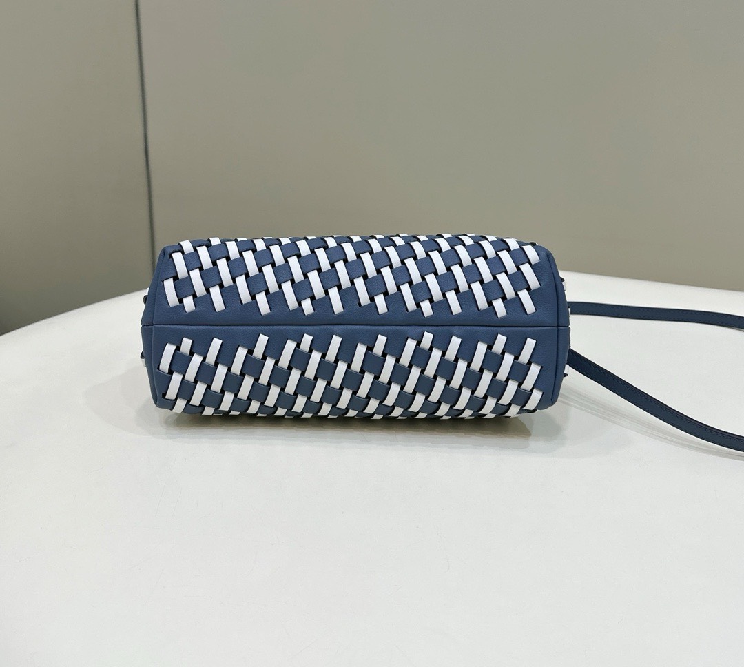 Bagsaaa F**di First Small braided leather bag blue & white - 26x18x9.5cm