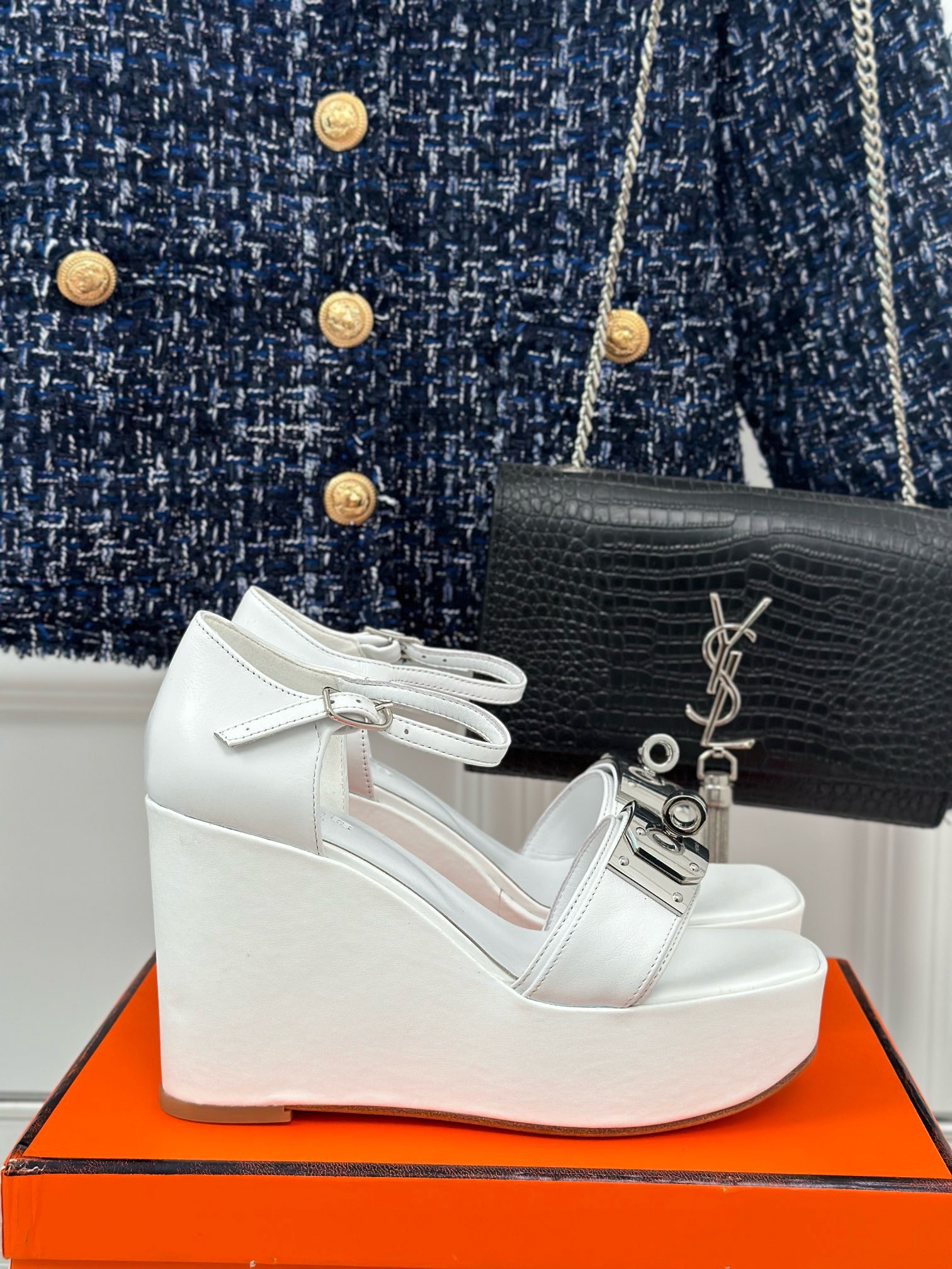 Bagsaaa H**me5 Hilda 80 Sandal White 12cm