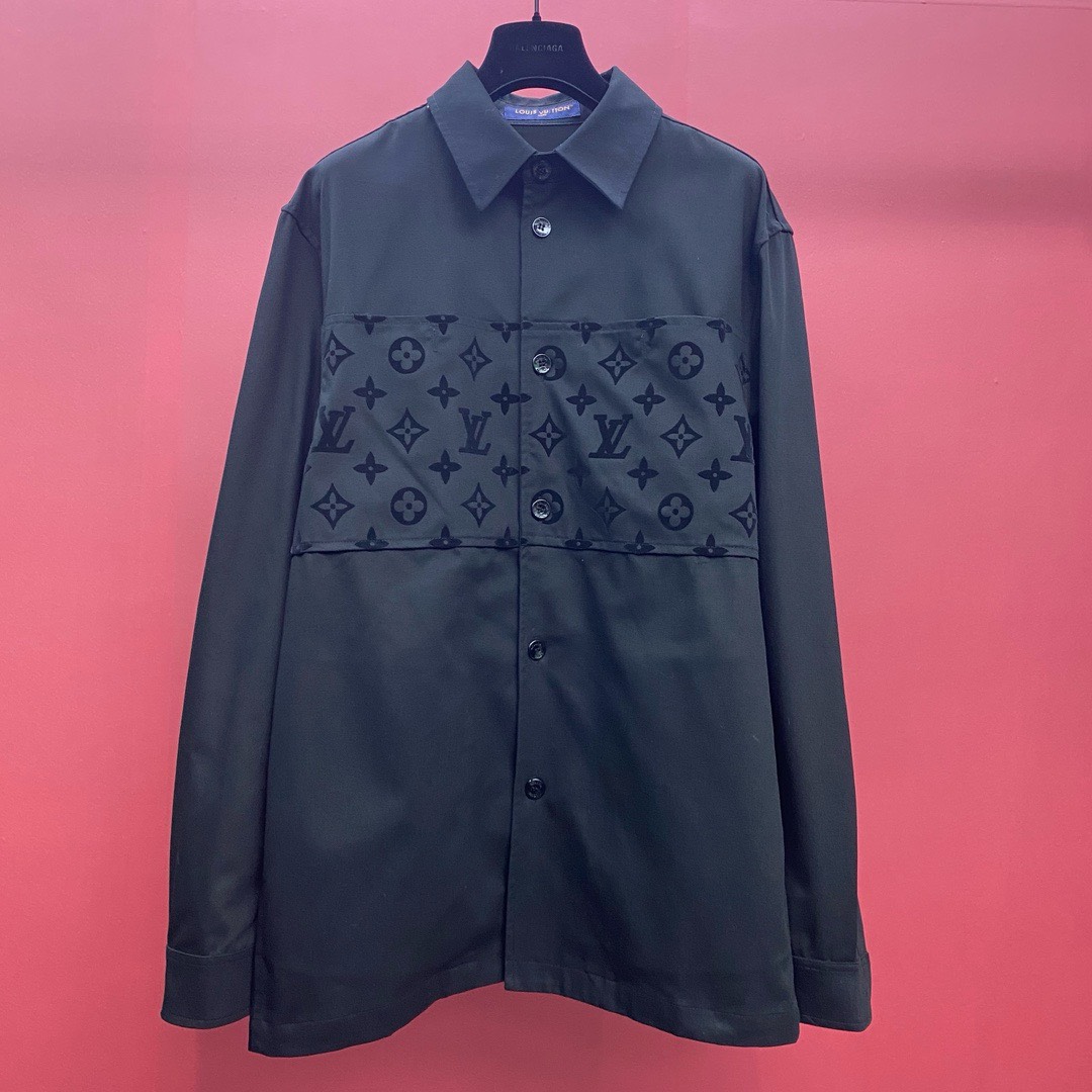 Bagsaaa L0vis Vvtt0n Flocked Casual Cotton Overshirt