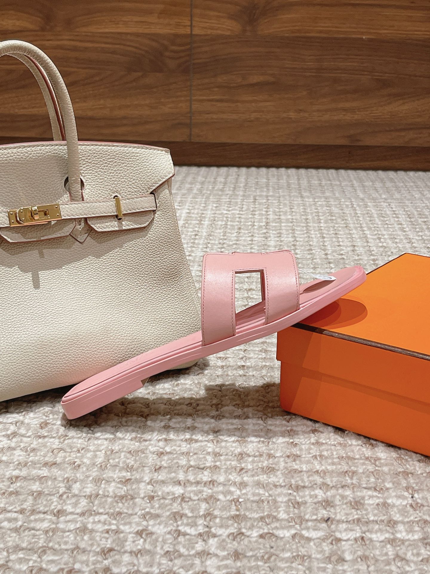 Bagsaaa H**me5 Oran Sandals Box calfskin In Pink