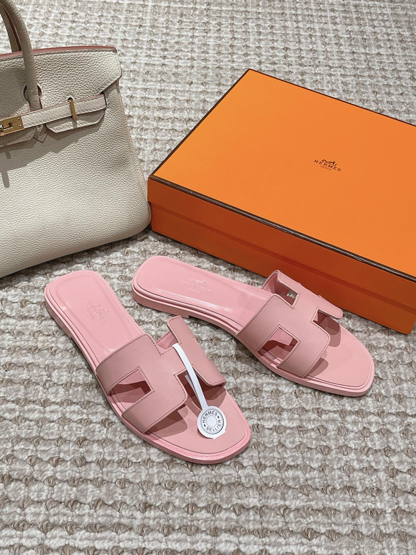 Bagsaaa H**me5 Oran Sandals Box calfskin In Pink