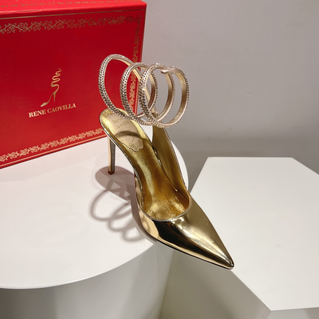 Bagsaaa Rene Caovilla Cleo Gold Pump 105mm