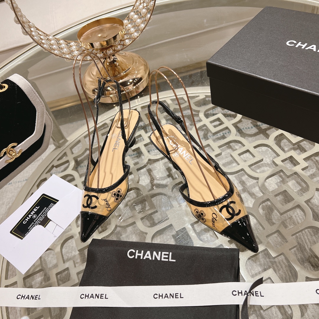 Bagsaaa Ch**el Slingback Pump Black & Beige