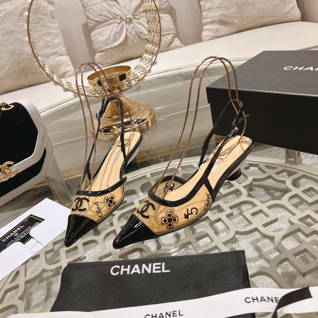 Bagsaaa Ch**el Slingback Pump Black & Beige