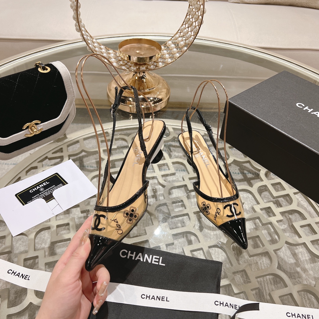 Bagsaaa Ch**el Slingback Pump Black & Beige