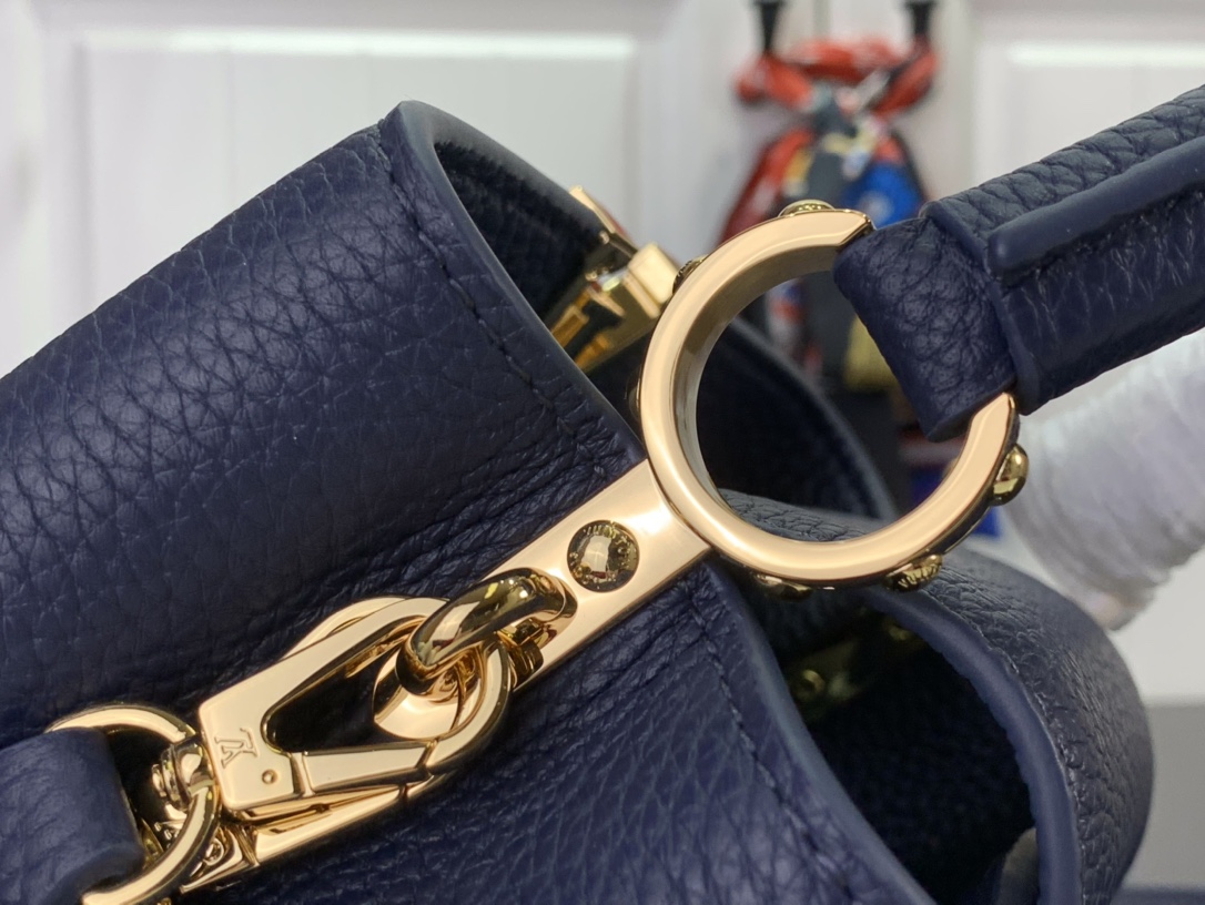 Bagsaaa L0vis Vvtt0n Capucines Mini Blue with flower strap - 21x14x8cm