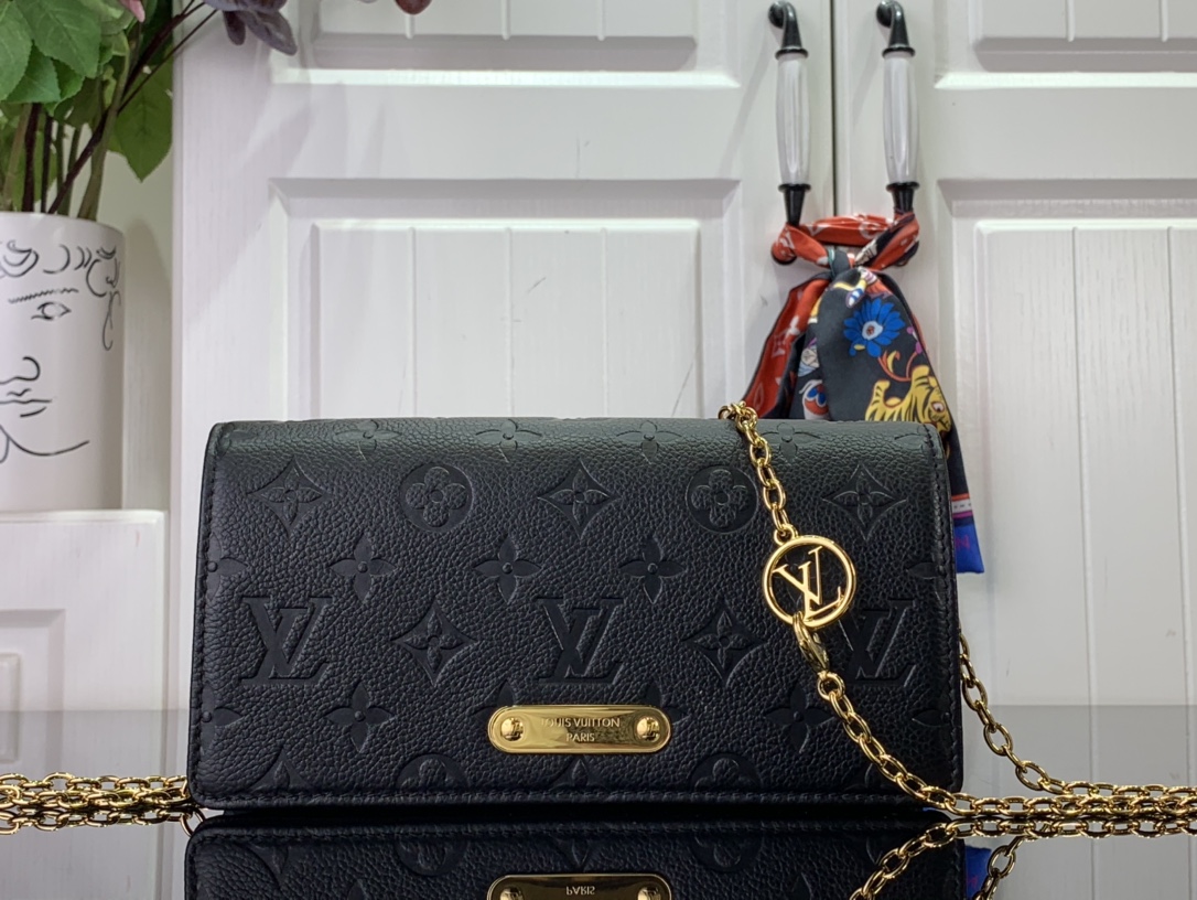 Bagsaaa L0vis Vvtt0n Wallet On Chain Lily Black - 20.5× 10× 3.5cm