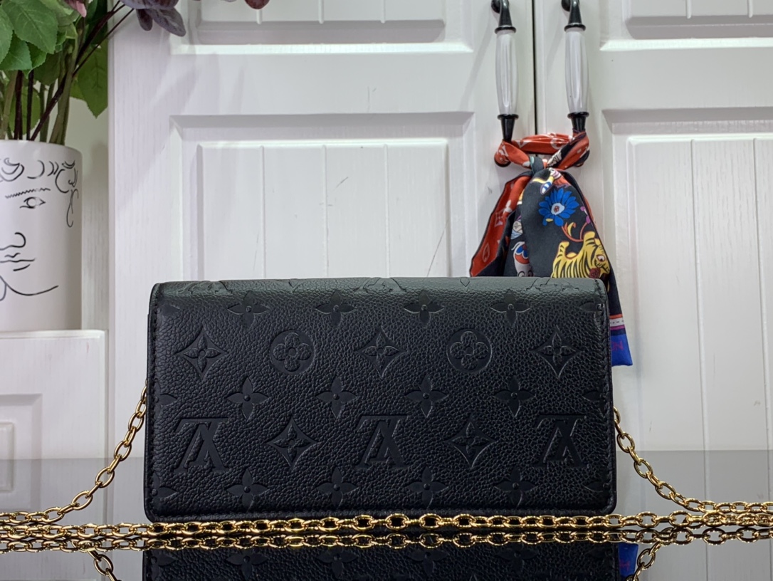 Bagsaaa L0vis Vvtt0n Wallet On Chain Lily Black - 20.5× 10× 3.5cm