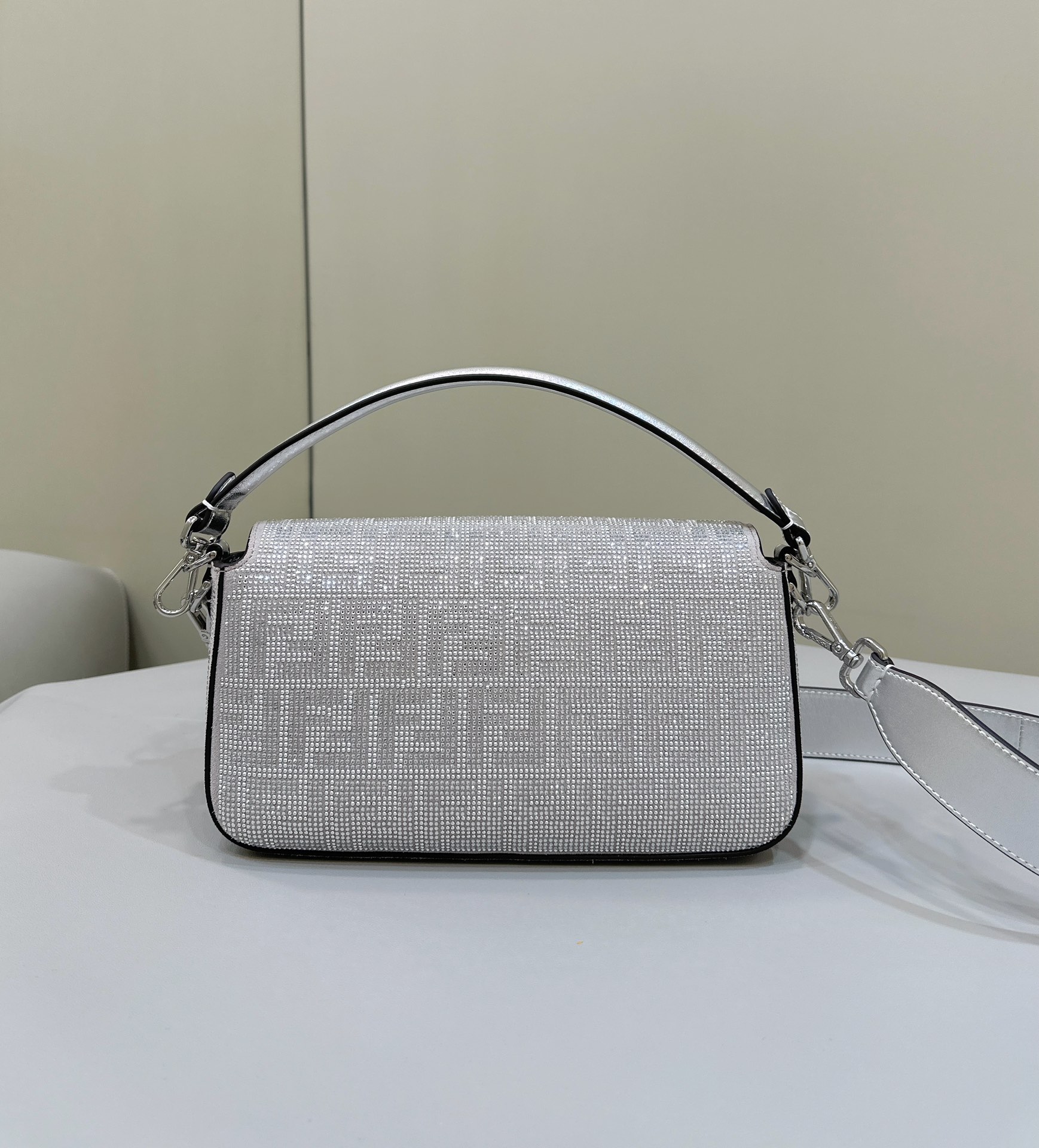 Bagsaaa F**di Baguette Silver Crystal Bag - 27*6*15cm