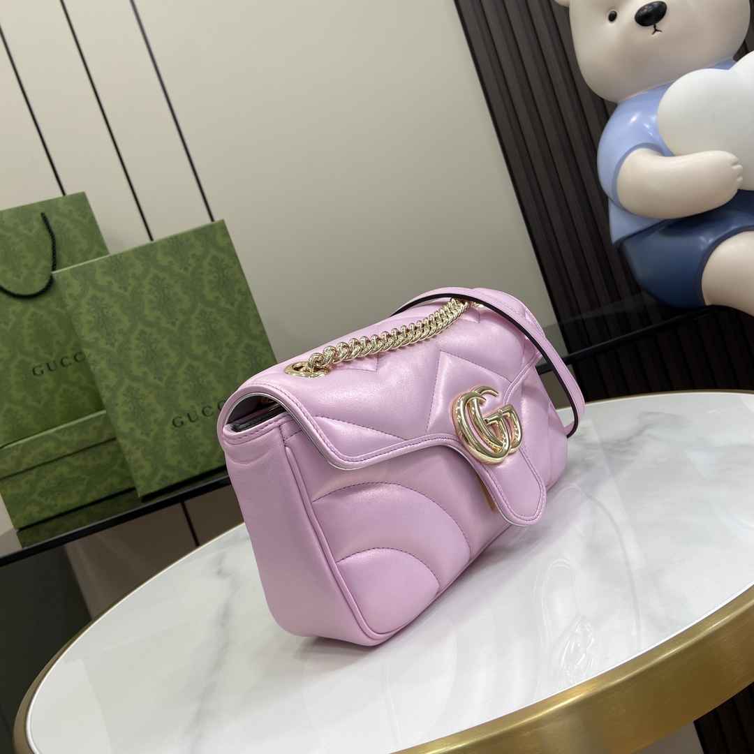Bagsaaa Gvc*1 GG Marmont Shoulder Bag In Pink Iridescent - 15*26*7cm