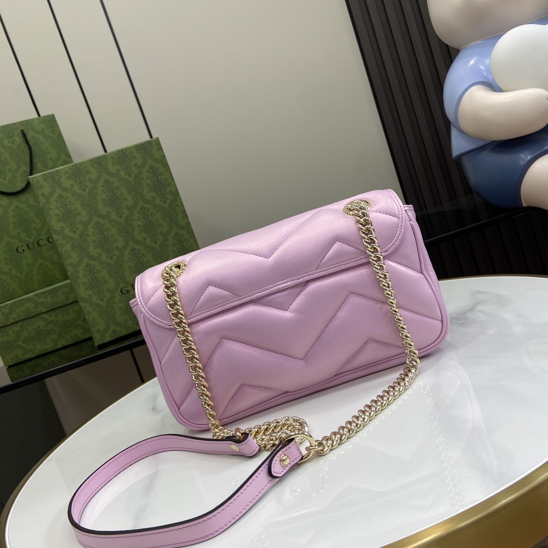 Bagsaaa Gvc*1 GG Marmont Shoulder Bag In Pink Iridescent - 15*26*7cm