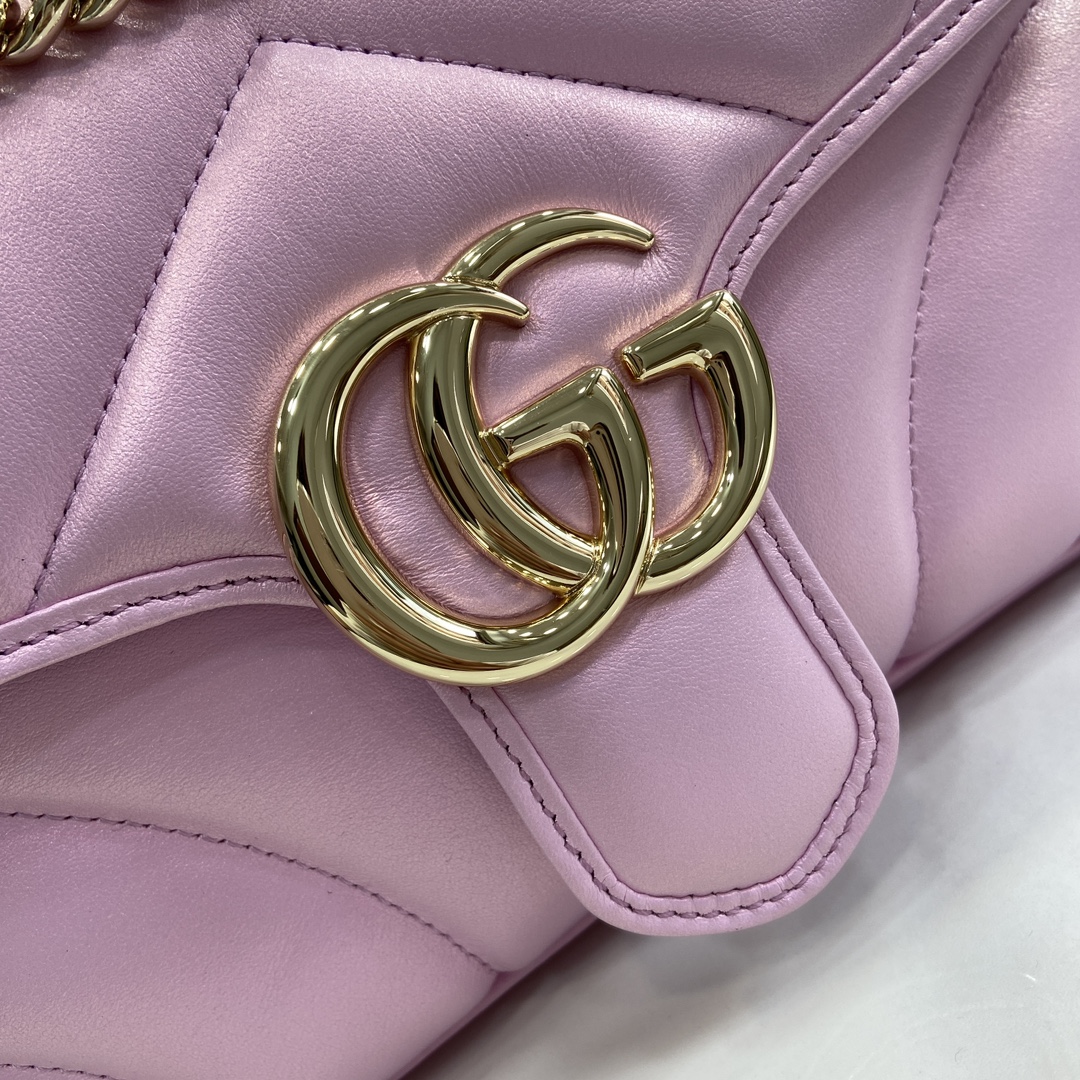 Bagsaaa Gvc*1 GG Marmont Shoulder Bag In Pink Iridescent - 15*26*7cm