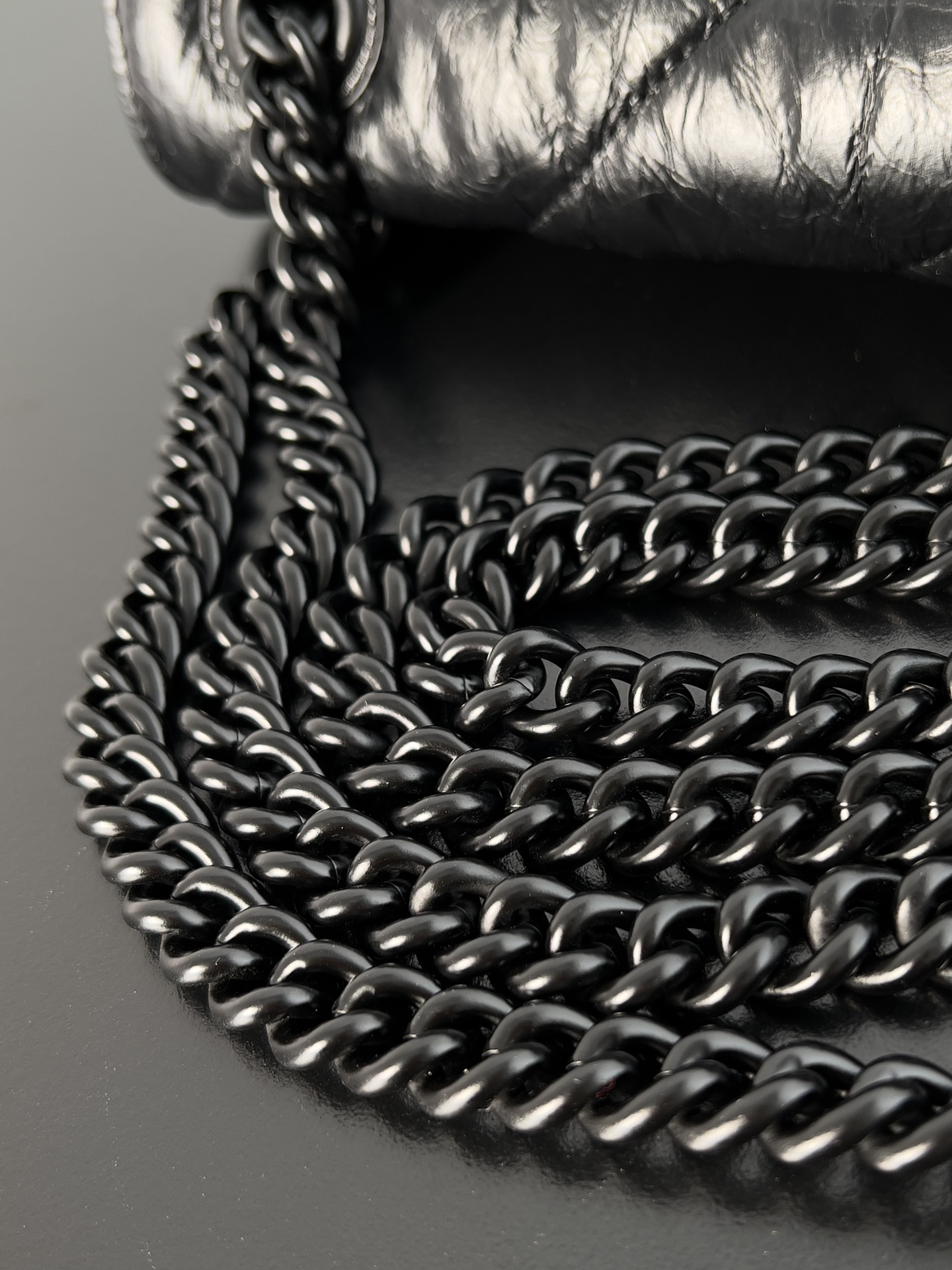 Bagsaaa Ba1en*iaga Crush Small Chain Bag In All BLack - 25.5*10*15.5cm