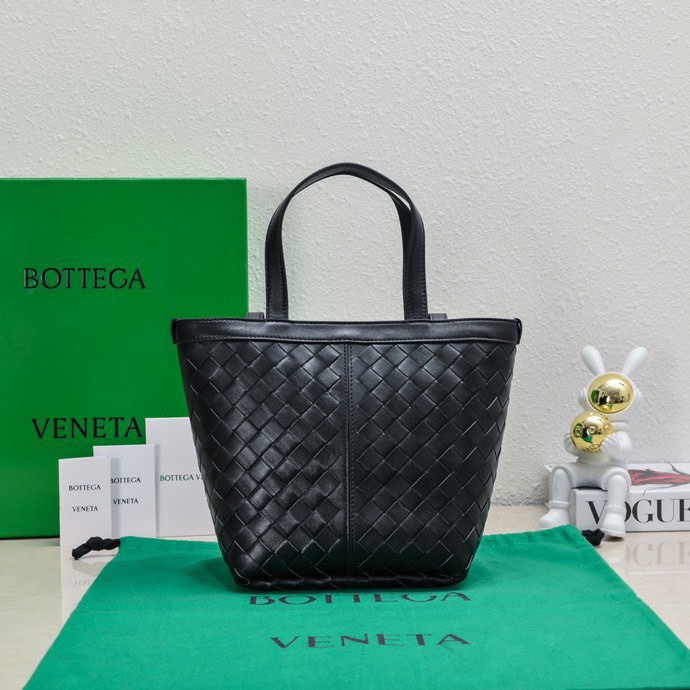 Bagsaaa B0tt*ga Ven*ta Small Flip Flap Black Tote bag - 23*18.5*15cm