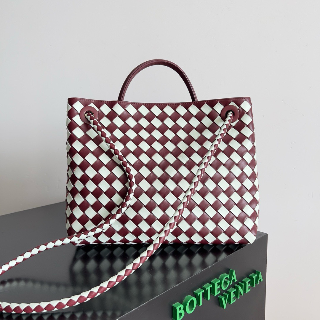 Bagsaaa B0tt*ga Ven*ta Large Andiamo Burgundy & Off White - 32x25x11cm