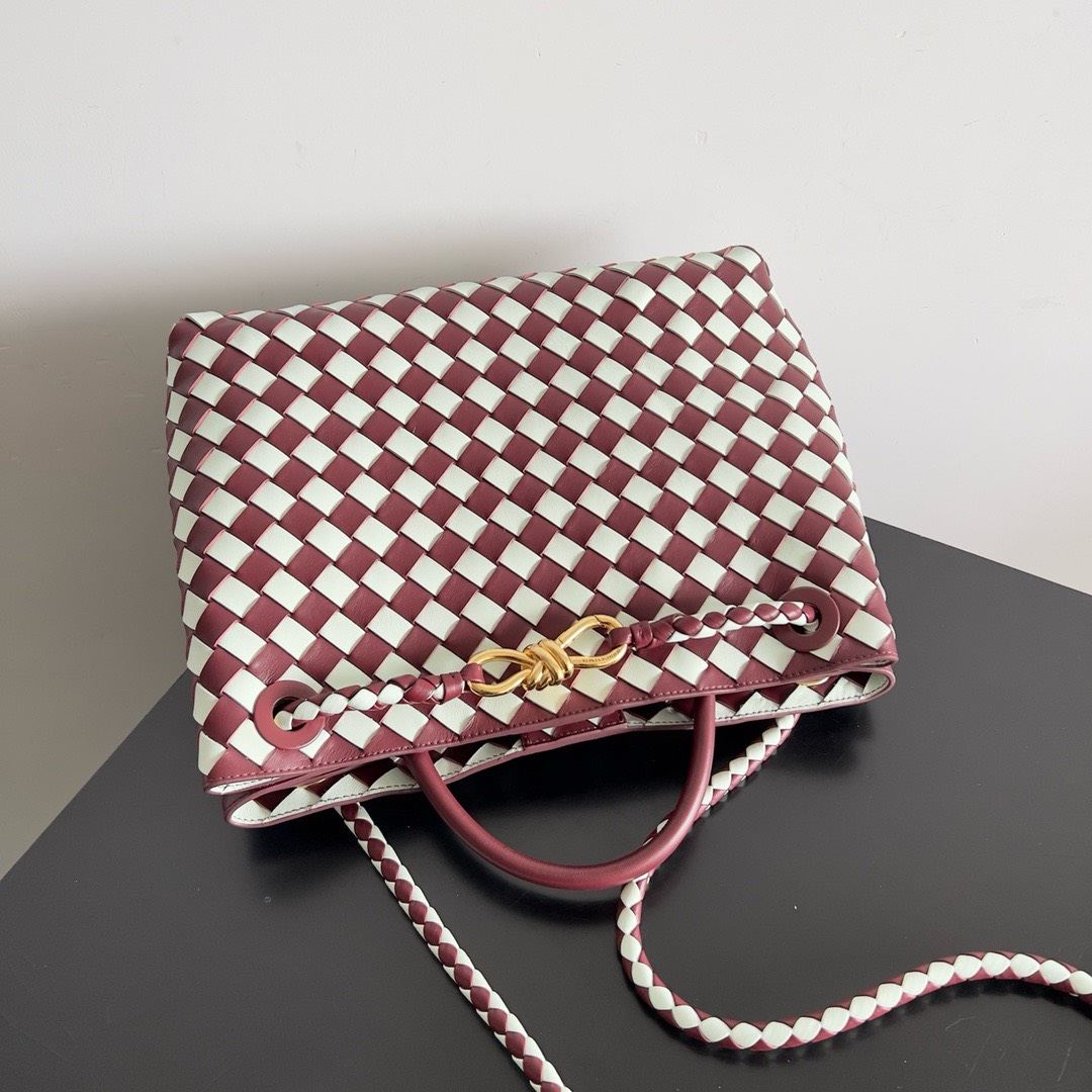 Bagsaaa B0tt*ga Ven*ta Large Andiamo Burgundy & Off White - 32x25x11cm