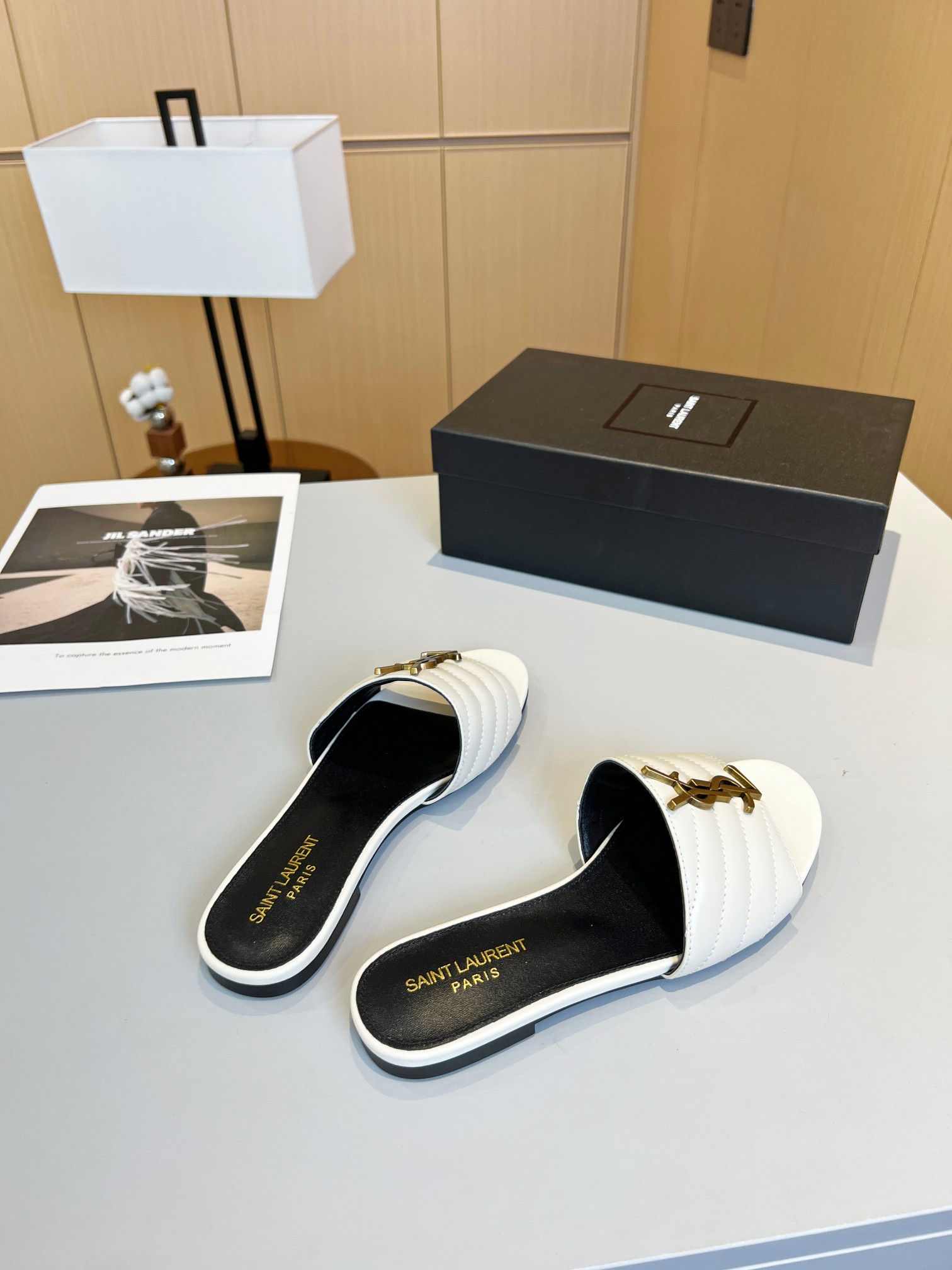 Bagsaaa Y51 White Leather Slides 02