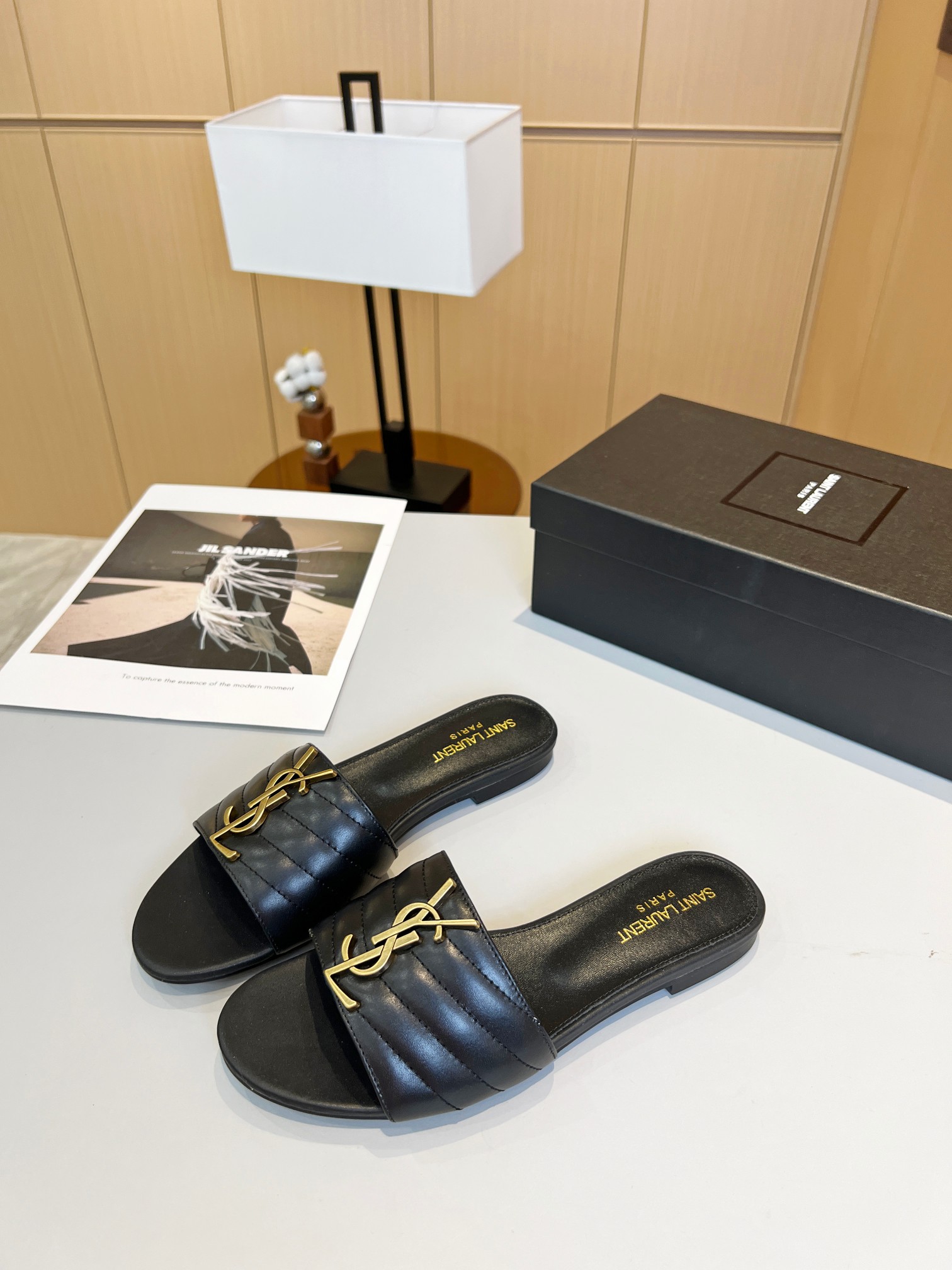 Bagsaaa Y51 Black Leather Slides 02