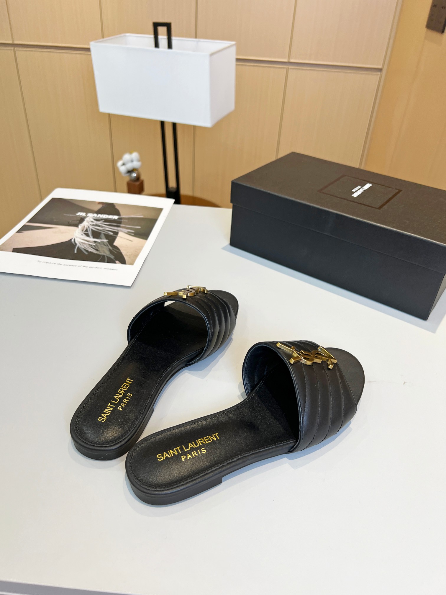 Bagsaaa Y51 Black Leather Slides 02