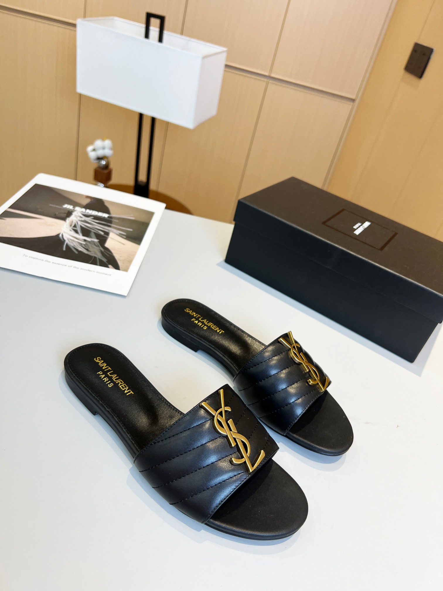 Bagsaaa Y51 Black Leather Slides 02