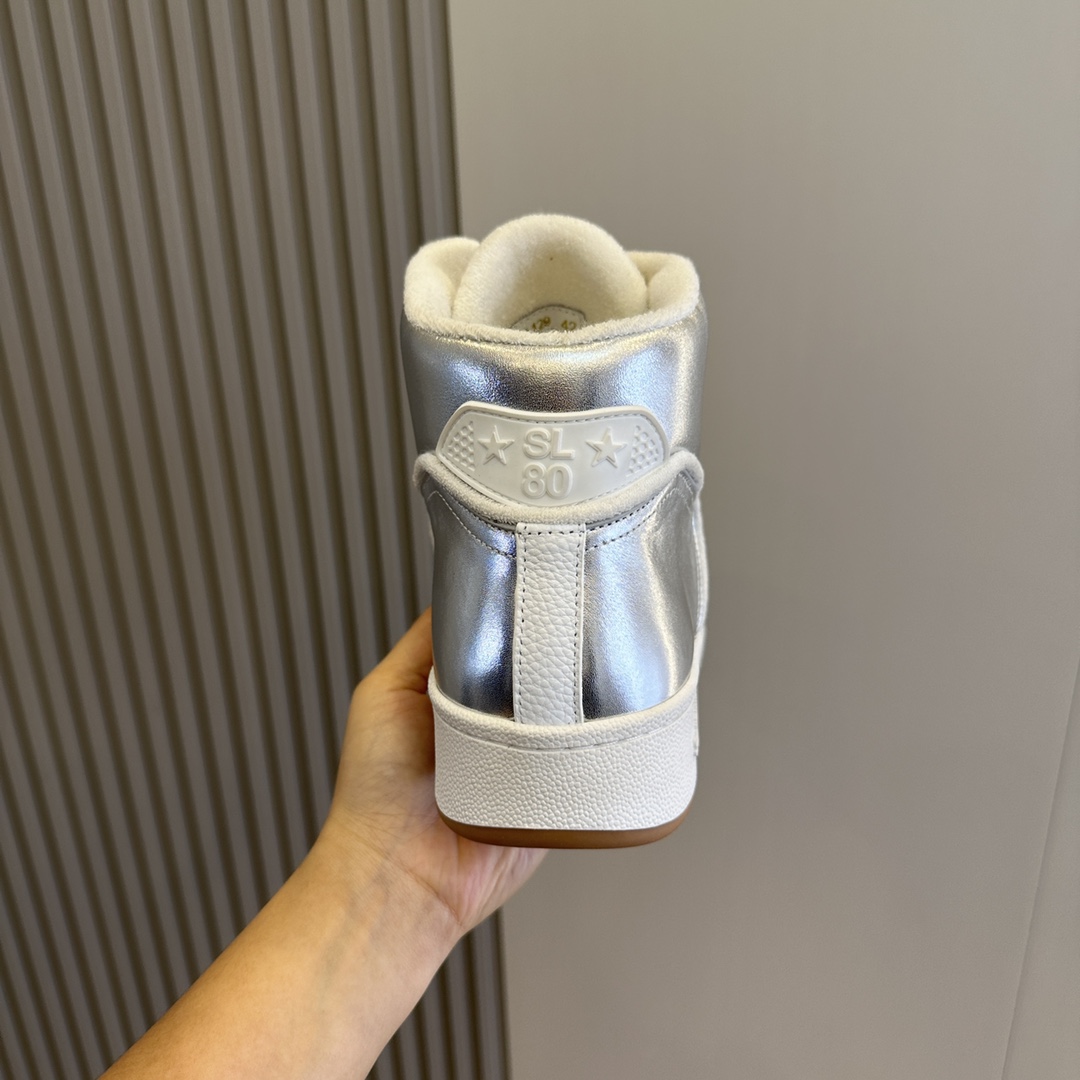 Bagsaaa Y51 High Top White & Silver Sneakers