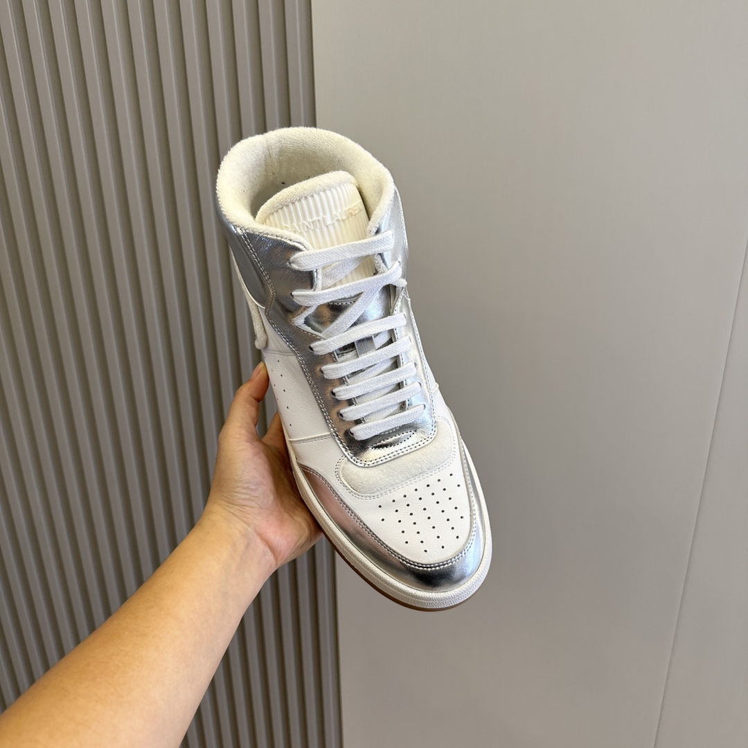Bagsaaa Y51 High Top White & Silver Sneakers