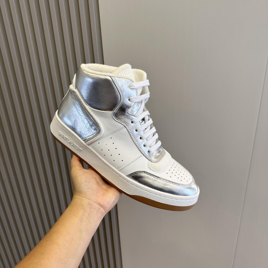 Bagsaaa Y51 High Top White & Silver Sneakers